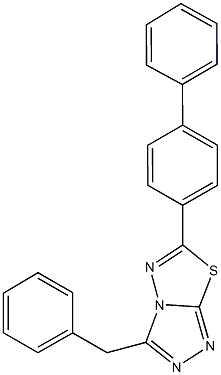 3-ベンジル-6-(ビフェニル-4-イル)-1,2,4-トリアゾロ[3,4-b][1,3,4]チアジアゾール 化学構造式