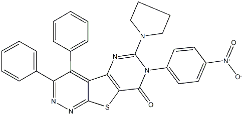 7-{4-nitrophenyl}-3,4-diphenyl-6-(1-pyrrolidinyl)pyrimido[4',5':4,5]thieno[2,3-c]pyridazin-8(7H)-one,194547-17-6,结构式