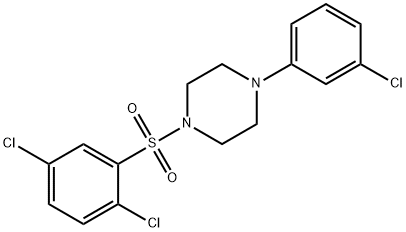 1-(3-chlorophenyl)-4-[(2,5-dichlorophenyl)sulfonyl]piperazine,197166-38-4,结构式