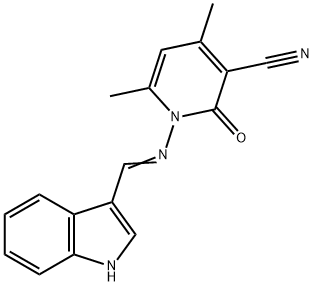 1-[(1H-indol-3-ylmethylene)amino]-4,6-dimethyl-2-oxo-1,2-dihydro-3-pyridinecarbonitrile Struktur