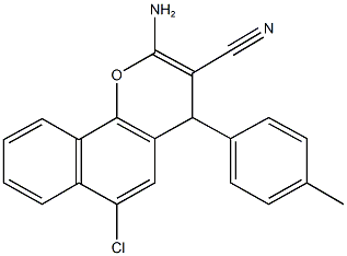 2-amino-6-chloro-4-(4-methylphenyl)-4H-benzo[h]chromene-3-carbonitrile 结构式