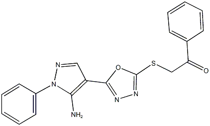 2-{[5-(5-amino-1-phenyl-1H-pyrazol-4-yl)-1,3,4-oxadiazol-2-yl]sulfanyl}-1-phenylethanone,198716-14-2,结构式