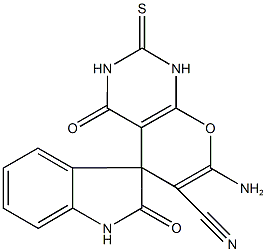 7-amino-2',4-dioxo-2-thioxo-1,1',3,3',4,5-hexahydrospiro(2H-pyrano[2,3-d]pyrimidine-5,3'-[2'H]-indole)-6-carbonitrile Structure