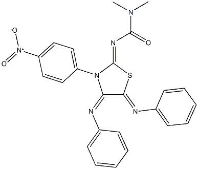 N'-[3-{4-nitrophenyl}-4,5-bis(phenylimino)-1,3-thiazolidin-2-ylidene]-N,N-dimethylurea Structure