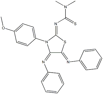 N'-[3-(4-methoxyphenyl)-4,5-bis(phenylimino)-1,3-thiazolidin-2-ylidene]-N,N-dimethylthiourea,199728-58-0,结构式