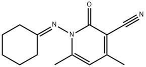 1-(cyclohexylideneamino)-4,6-dimethyl-2-oxo-1,2-dihydro-3-pyridinecarbonitrile Struktur