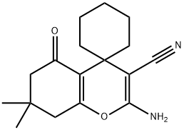 2-amino-7,7-dimethyl-5-oxo-5,6,7,8-tetrahydrospiro[4H-chromene-4,1'-cyclohexane]-3-carbonitrile,200276-50-2,结构式