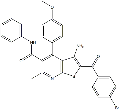 3-amino-2-(4-bromobenzoyl)-4-(4-methoxyphenyl)-6-methyl-N-phenylthieno[2,3-b]pyridine-5-carboxamide Structure