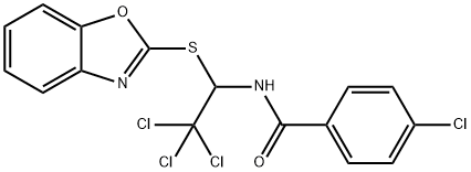 N-[1-(1,3-benzoxazol-2-ylsulfanyl)-2,2,2-trichloroethyl]-4-chlorobenzamide 结构式