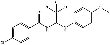 4-chloro-N-[2,2,2-trichloro-1-(4-methoxyanilino)ethyl]benzamide 化学構造式