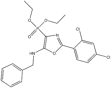 diethyl 5-(benzylamino)-2-(2,4-dichlorophenyl)-1,3-oxazol-4-ylphosphonate 结构式