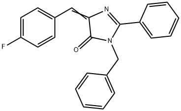3-benzyl-5-(4-fluorobenzylidene)-2-phenyl-3,5-dihydro-4H-imidazol-4-one Struktur