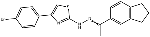 1-(2,3-dihydro-1H-inden-5-yl)ethanone [4-(4-bromophenyl)-1,3-thiazol-2-yl]hydrazone 结构式
