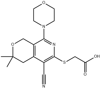 {[5-cyano-3,3-dimethyl-8-(4-morpholinyl)-3,4-dihydro-1H-pyrano[3,4-c]pyridin-6-yl]sulfanyl}acetic acid Structure