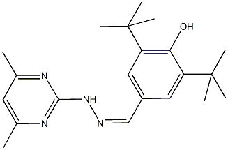 3,5-ditert-butyl-4-hydroxybenzaldehyde (4,6-dimethyl-2-pyrimidinyl)hydrazone 结构式