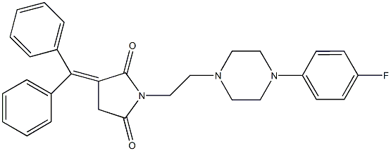 3-(diphenylmethylene)-1-{2-[4-(4-fluorophenyl)-1-piperazinyl]ethyl}-2,5-pyrrolidinedione 化学構造式