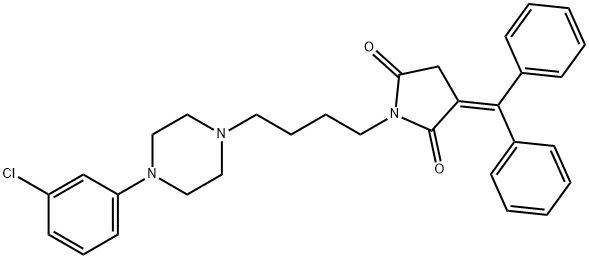1-{4-[4-(3-chlorophenyl)-1-piperazinyl]butyl}-3-(diphenylmethylene)-2,5-pyrrolidinedione 化学構造式