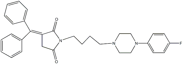 3-(diphenylmethylene)-1-{4-[4-(4-fluorophenyl)-1-piperazinyl]butyl}-2,5-pyrrolidinedione 结构式