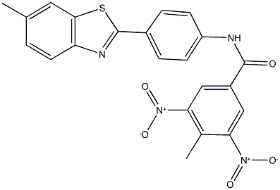 3,5-bisnitro-4-methyl-N-[4-(6-methyl-1,3-benzothiazol-2-yl)phenyl]benzamide Struktur
