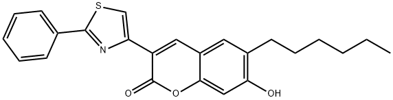 6-hexyl-7-hydroxy-3-(2-phenyl-1,3-thiazol-4-yl)-2H-chromen-2-one,209974-85-6,结构式