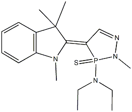 N,N-diethyl-N-[2-methyl-3-sulfido-4-(1,3,3-trimethyl-1,3-dihydro-2H-indol-2-ylidene)-3,4-dihydro-2H-1,2,3-diazaphosphol-3-yl]amine Structure