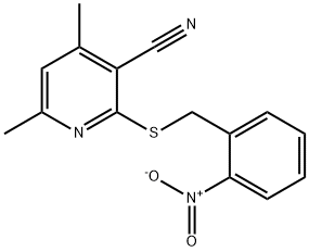 2-({2-nitrobenzyl}sulfanyl)-4,6-dimethylnicotinonitrile Structure