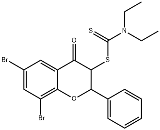 6,8-dibromo-4-oxo-2-phenyl-3,4-dihydro-2H-chromen-3-yl diethyldithiocarbamate,214959-32-7,结构式