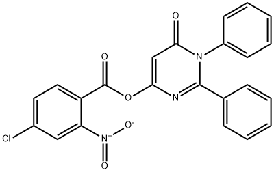 6-oxo-1,2-diphenyl-1,6-dihydro-4-pyrimidinyl 4-chloro-2-nitrobenzoate Struktur