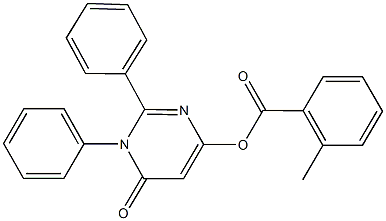 6-oxo-1,2-diphenyl-1,6-dihydro-4-pyrimidinyl 2-methylbenzoate 结构式