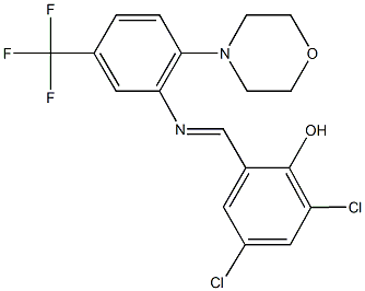 2,4-dichloro-6-({[2-(4-morpholinyl)-5-(trifluoromethyl)phenyl]imino}methyl)phenol Struktur