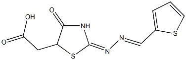 {4-oxo-2-[(2-thienylmethylene)hydrazono]-1,3-thiazolidin-5-yl}acetic acid Struktur