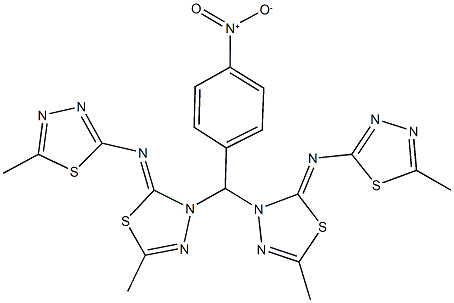 3-[{4-nitrophenyl}(5-methyl-2-[(5-methyl-1,3,4-thiadiazol-2-yl)imino]-1,3,4-thiadiazol-3(2H)-yl)methyl]-5-methyl-2-[(5-methyl-1,3,4-thiadiazol-2-yl)imino]-2,3-dihydro-1,3,4-thiadiazole,219768-68-0,结构式