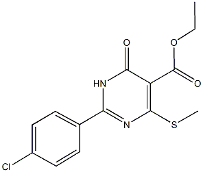 ethyl 2-(4-chlorophenyl)-4-(methylsulfanyl)-6-oxo-1,6-dihydro-5-pyrimidinecarboxylate 结构式