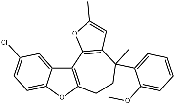 2-(10-chloro-2,4-dimethyl-5,6-dihydro-4H-furo[2',3':3,4]cyclohepta[1,2-b][1]benzofuran-4-yl)phenyl methyl ether 结构式