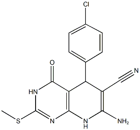 7-amino-5-(4-chlorophenyl)-2-(methylsulfanyl)-4-oxo-3,4,5,8-tetrahydropyrido[2,3-d]pyrimidine-6-carbonitrile Structure