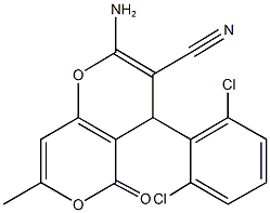 2-amino-4-(2,6-dichlorophenyl)-7-methyl-5-oxo-4H,5H-pyrano[4,3-b]pyran-3-carbonitrile 结构式