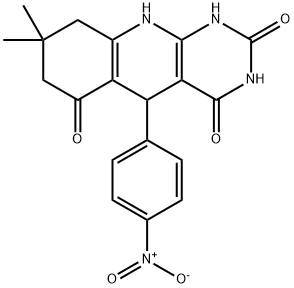 5-{4-nitrophenyl}-8,8-dimethyl-5,8,9,10-tetrahydropyrimido[4,5-b]quinoline-2,4,6(1H,3H,7H)-trione Structure