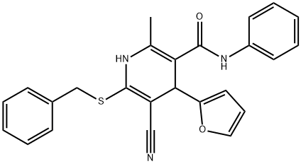 6-(benzylsulfanyl)-5-cyano-4-(2-furyl)-2-methyl-N-phenyl-1,4-dihydropyridine-3-carboxamide,223110-47-2,结构式