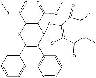 tetramethyl 9,10-diphenyl-1,4,8-trithiaspiro[4.5]deca-2,6,9-triene-2,3,6,7-tetracarboxylate 化学構造式