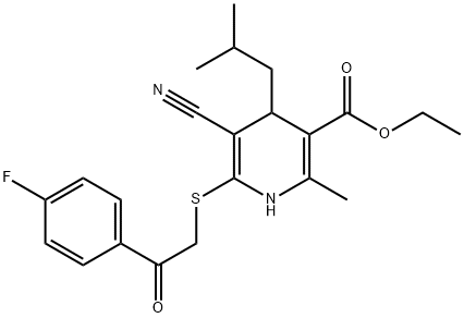 ethyl 5-cyano-6-{[2-(4-fluorophenyl)-2-oxoethyl]sulfanyl}-4-isobutyl-2-methyl-1,4-dihydro-3-pyridinecarboxylate Structure