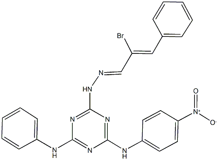 2-bromo-3-phenylacrylaldehyde (4-anilino-6-{4-nitroanilino}-1,3,5-triazin-2-yl)hydrazone Structure