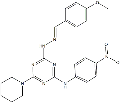 4-methoxybenzaldehyde [4-{4-nitroanilino}-6-(1-piperidinyl)-1,3,5-triazin-2-yl]hydrazone 化学構造式