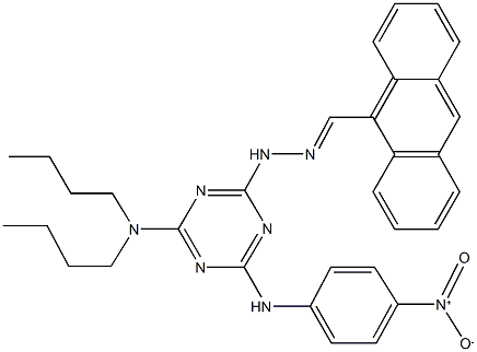 9-anthracenecarbaldehyde (4-(dibutylamino)-6-{4-nitroanilino}-1,3,5-triazin-2-yl)hydrazone 结构式