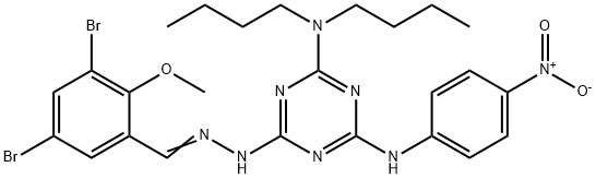 3,5-dibromo-2-methoxybenzaldehyde (4-(dibutylamino)-6-{4-nitroanilino}-1,3,5-triazin-2-yl)hydrazone,232935-85-2,结构式