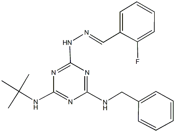 2-fluorobenzaldehyde [4-(benzylamino)-6-(tert-butylamino)-1,3,5-triazin-2-yl]hydrazone Structure