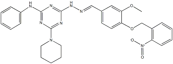 4-({2-nitrobenzyl}oxy)-3-methoxybenzaldehyde [4-anilino-6-(1-piperidinyl)-1,3,5-triazin-2-yl]hydrazone Struktur