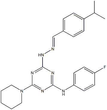 4-isopropylbenzaldehyde [4-(4-fluoroanilino)-6-(1-piperidinyl)-1,3,5-triazin-2-yl]hydrazone|