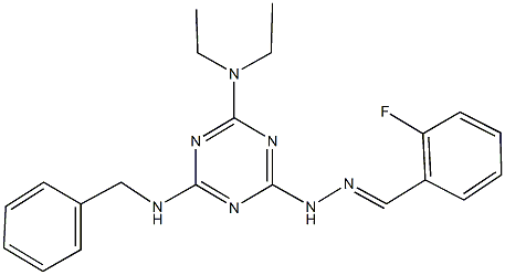 2-fluorobenzaldehyde [4-(benzylamino)-6-(diethylamino)-1,3,5-triazin-2-yl]hydrazone Struktur