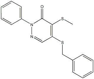 5-(benzylsulfanyl)-4-(methylsulfanyl)-2-phenyl-3(2H)-pyridazinone Struktur