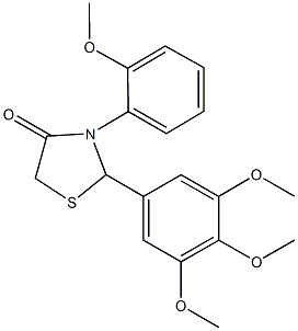 3-(2-methoxyphenyl)-2-(3,4,5-trimethoxyphenyl)-1,3-thiazolidin-4-one 结构式